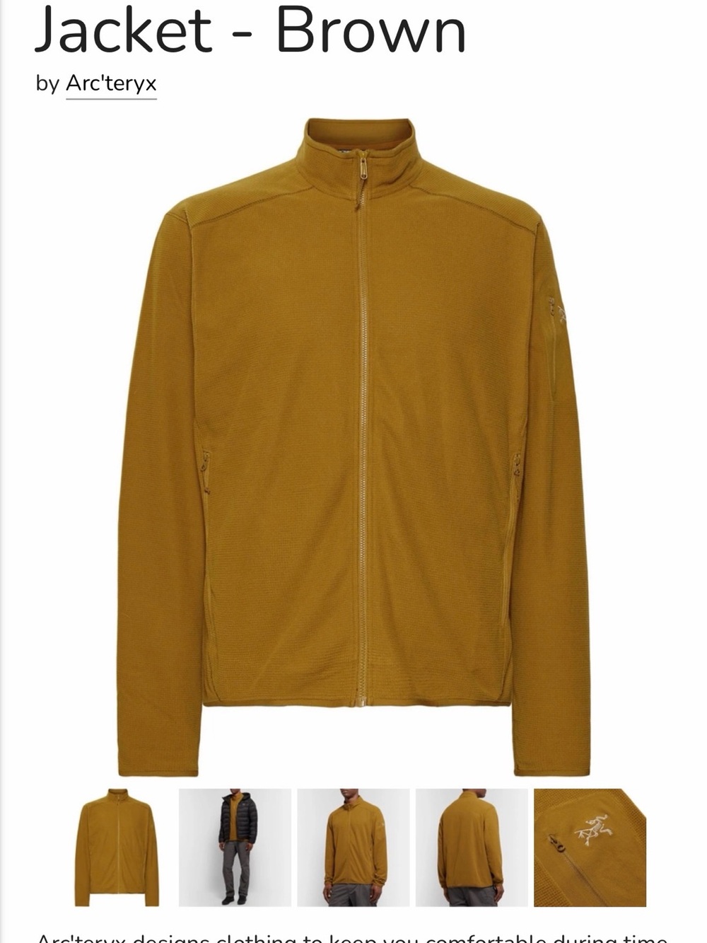 Arc'teryx Mustard Hooded Performance Jacket - Picture 5 of 5